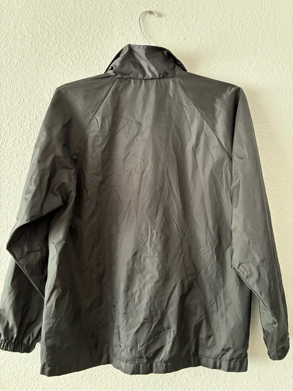 ACTIVE RIDE SHOP L BLACK NYLON WINDBREAKER BUTTON UP JACKET SKATER STYLE#3101